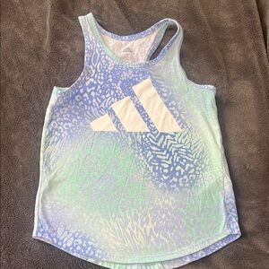 Adidas Kids' Patterned Blue and Green Tank Top